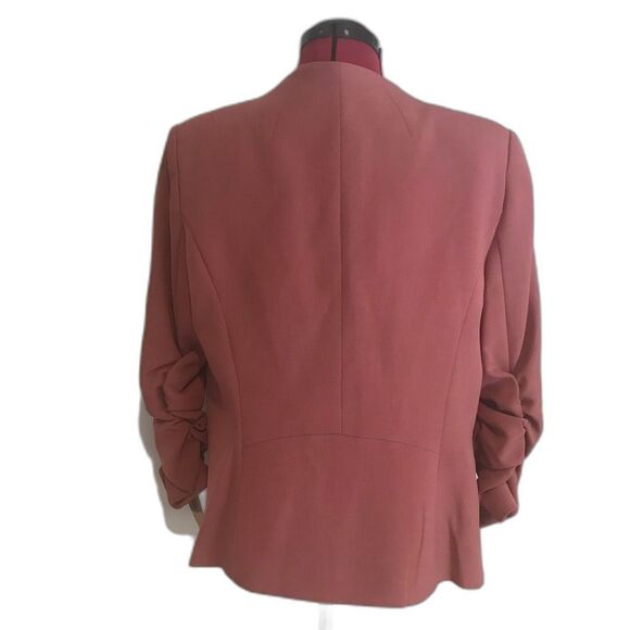 Preston & York 3/4 Ruched Sleeve Open Front Jacket Rose Pink Women's Size 12 NWT - Picture 4 of 9